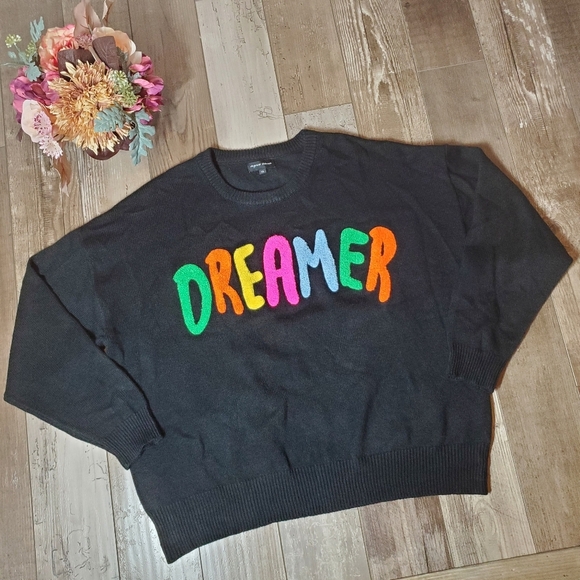 Boutique Aqua Blues Women's Dreamer Sweater Size XL Black Embroidered Pullover - Picture 1 of 16